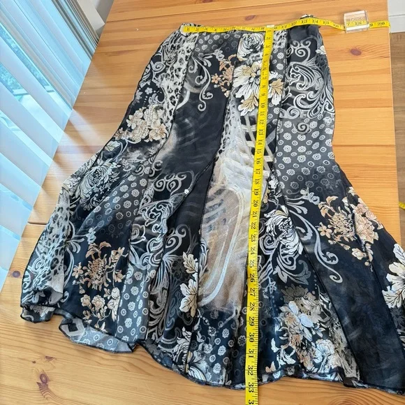 Patchwork Midi Skirt, Multi Floral Pattern Fairy High Rise S - Picture 7 of 12